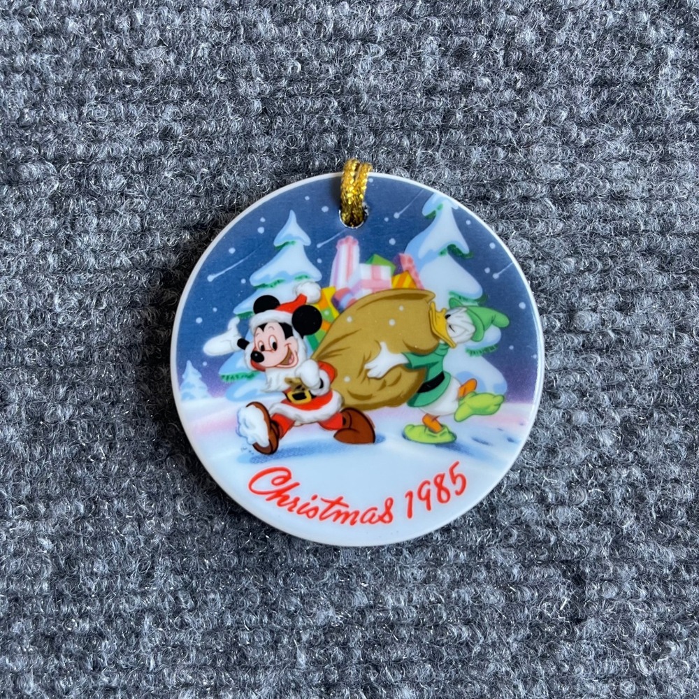 Vintage 1985 The Disney Collection Santa's Helpers Mickey Donald Ornament Boxed